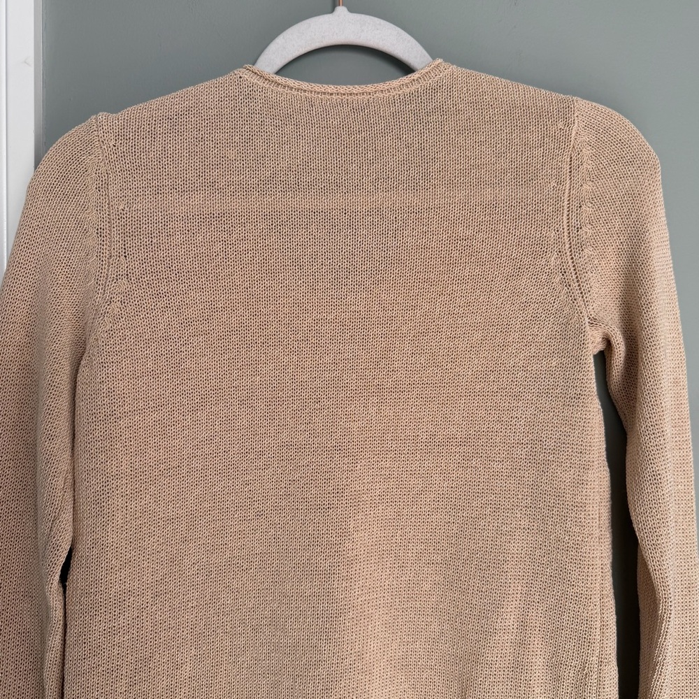 J. McLaughlin "Callum" Beige Tan Lightweight V-Neck Open Knit Sweater Classic - Picture 9 of 15